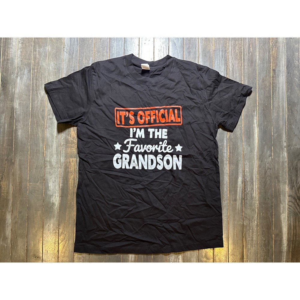 Haloo Mens Favorite Grandson Graphic T-Shirt Black Cotton Short Sleeve